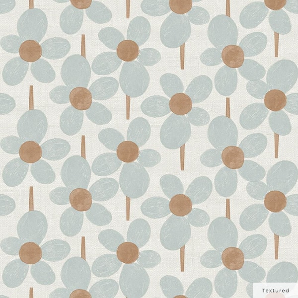 Tempaper Novogratz Blue Flower Power Vinyl Peel and Stick Textured Wallpaper Roll (Covers 28 sq. ft. )