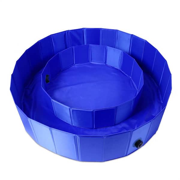 Foobrues Summer Pet Dog Swimming Pool Bathing Tub for Puppy Washing Portable PVC Outdoor Durable for Large Dog in Blue
