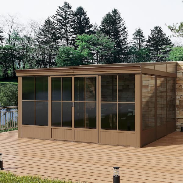 12 ft. x 14 ft.  Aluminum Frame 4-Season Solarium Sunroom Patio Conservatory with PVC Panel Wall, Insulated Windows