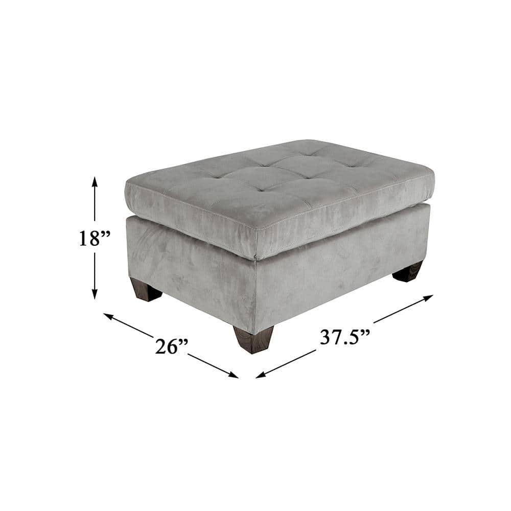 Emilio Taupe Velvet Tufted Upholstered Ottoman
