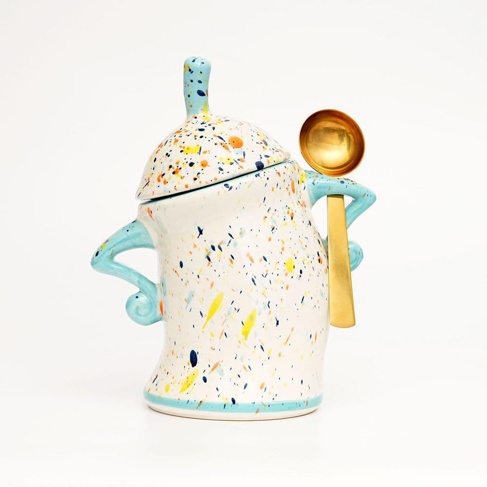 Cyan Ceramic Airtight Food Storage Canister with Spoon for Tea, Coffee and Sugar price history on PriceWatchPro