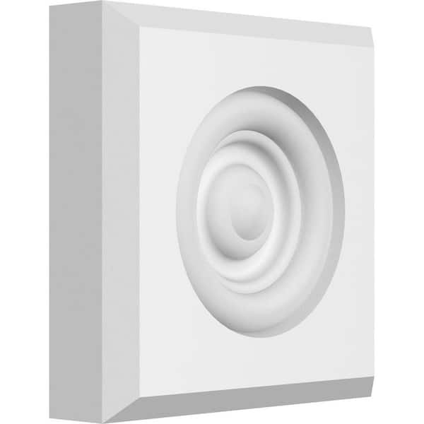 Ekena Millwork 4-in W x 4-in H x 1-in P Standard Sedgwick Bullseye Rosette with Beveled Edge (2-Pack)