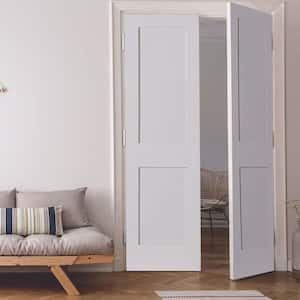 48 in. x 80 in. Craftsman Primed Universal/Reversible Wood MDF Solid Core Double Prehung Interior Door