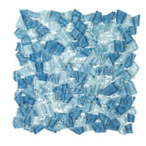 Seaglass Pebble Blue 4.5 in. x 5.75 in. Glossy Glass Wall Mosaic Wall Tile Sample