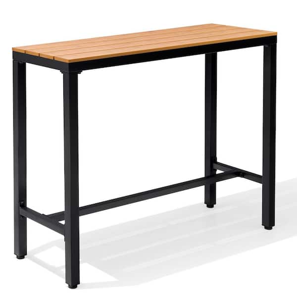 Crestlive Products 43 in. W x 15.7 in. D x 37 in. H Patio Metal Bar Height Dinning Table with Top in Brown