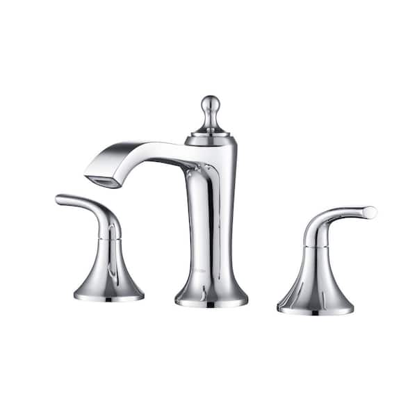 stufurhome Brantley 8 in. Widespread Three Hole 2-Handle 1.2 GPM Watersense Bathroom Faucet with pop-up drain in Chrome