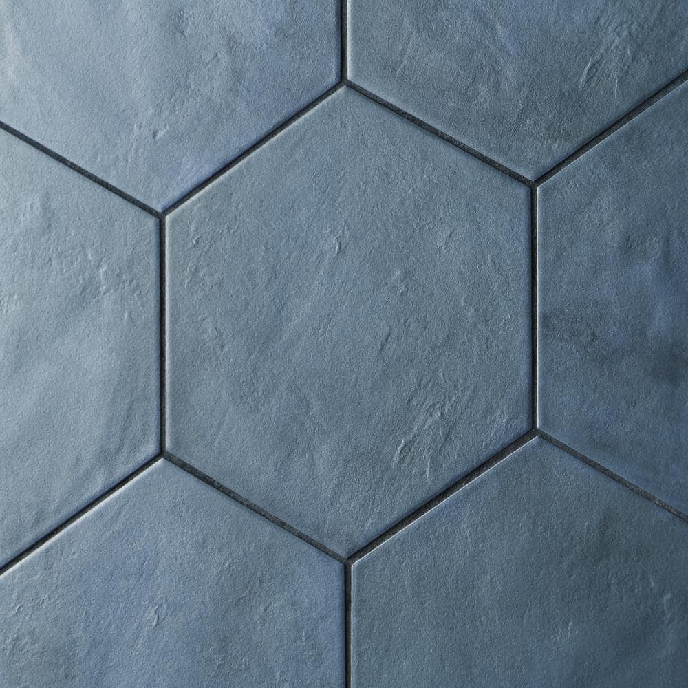 Matte Blue Hexagonal Porcelain Floor and Wall Tile