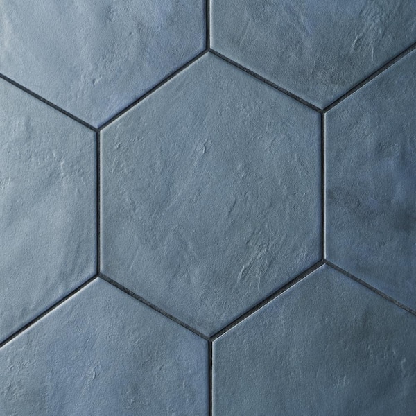 BLUE OCEAN Ivy Hill Tile Dash Blue Ocean 8.5 in. x 9.84 in. Matte Hexagon