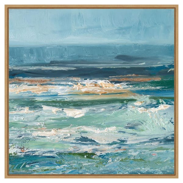 Amanti Art Pacific Whitecaps II by Ethan Harper 30 in. W x 30 in. H Canvas Float Frame in Brown