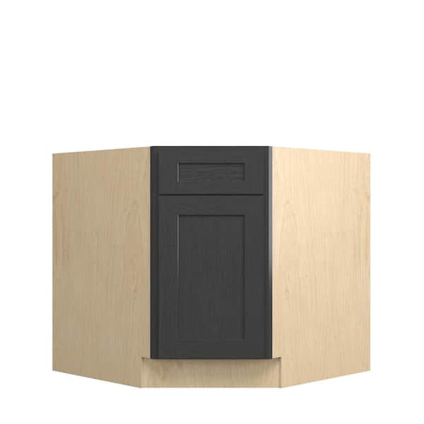 Kunal Kitchens Jamestown Recessed 36 in. W x 34.5 in. H x 24 in. D in Espresso Plywood Un-Assembled Sink Corner Diagonal Base Cabinet