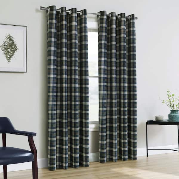 THERMALOGIC MacDonald Blue 52 in. W x 84 in. L Grommet Room Darkening Curtain Panel
