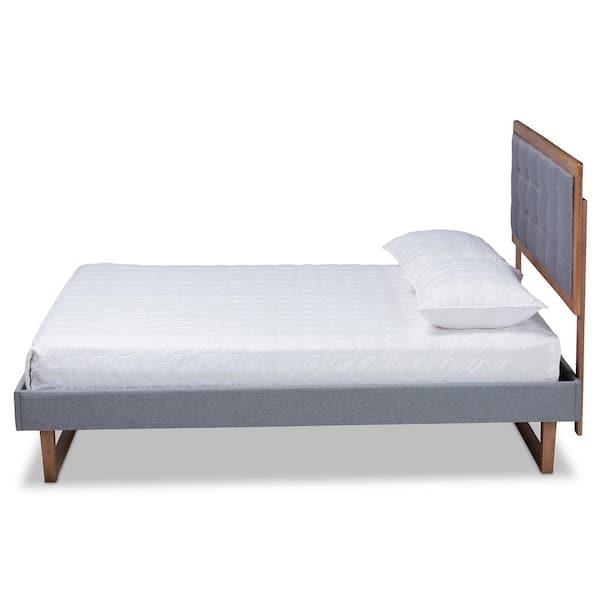 Baxton Studio Emele Dark Grey Ash Walnut Queen Platform Bed 164