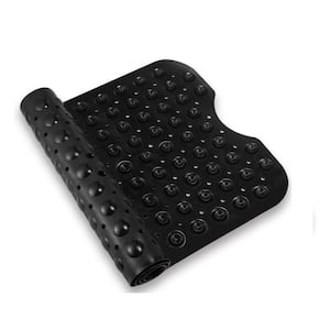 16 in. x 40 in. Non-Slip Bathtub Mat with Suction Cups and Drain Holes in Black