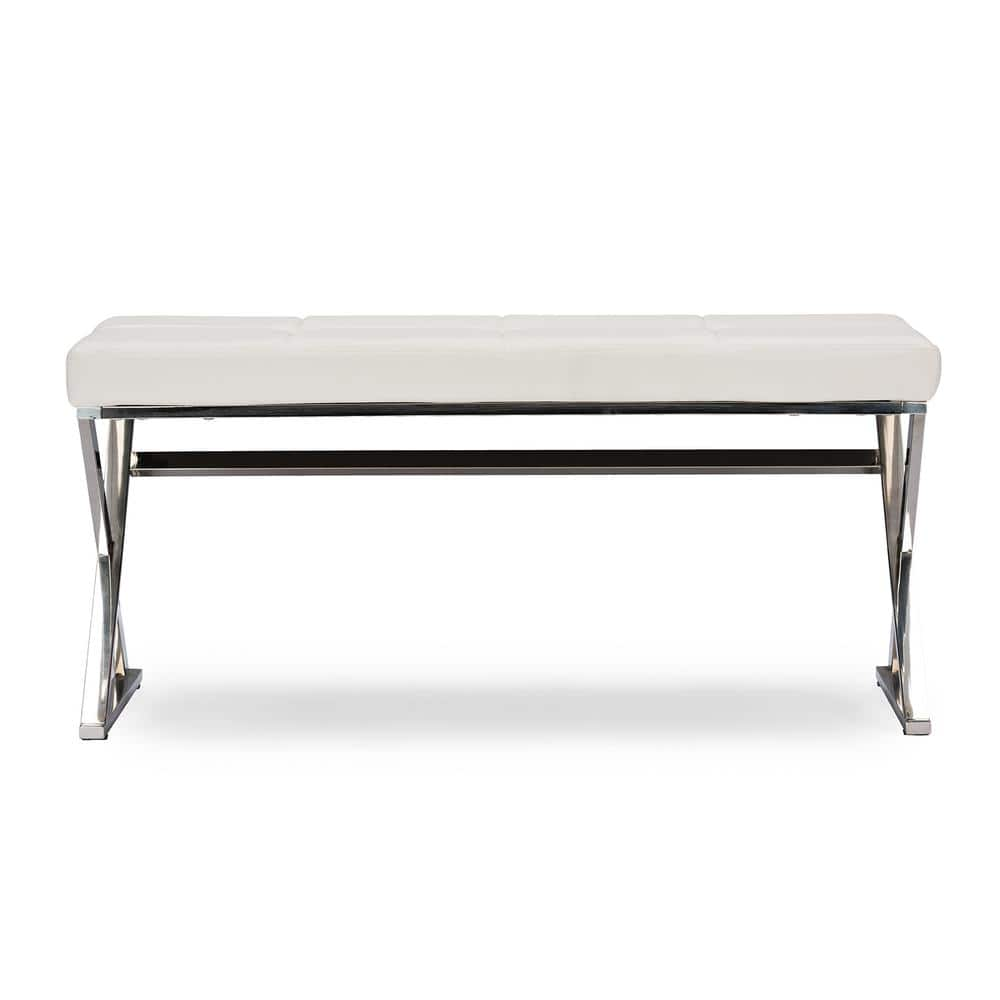 Baxton Studio Herald White Bench 28862 6328 HD The Home Depot