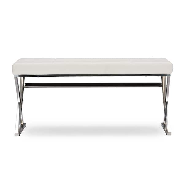 Baxton Studio Herald White Bench 28862 6328 HD The Home Depot