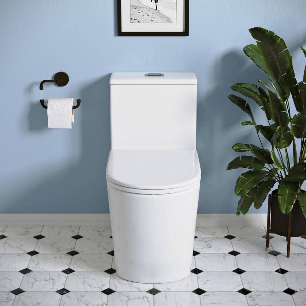 White High Efficiency Dual Flush Elongated One-Piece Toilet