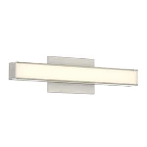 Vantage 18 in. 1-Light Brushed Nickel CCT LED Vanity Light Bar with Double Layer Clear and White Acrylic Shade