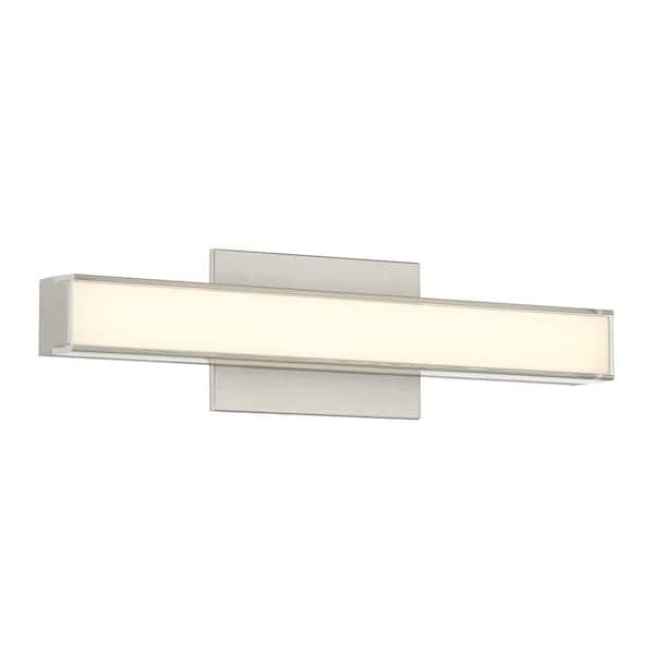 Minka Lavery Vantage 18 in. 1-Light Brushed Nickel CCT LED Vanity Light Bar with Double Layer Clear and White Acrylic Shade