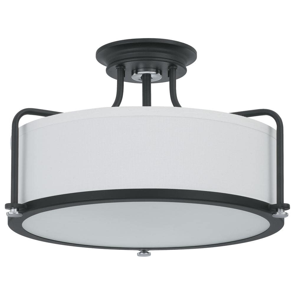 Earth Black Drum Semi-Flush Mount Ceiling Light