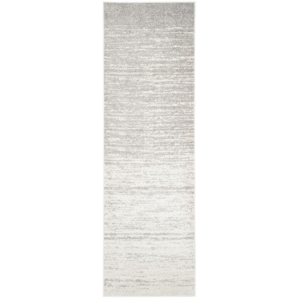 SAFAVIEH Adirondack Ivory/Silver 3 ft. x 16 ft. Solid Striped Runner Rug