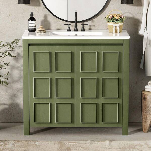 キャビネット Nestfair 36 in. W x 18.3 in. D x 34 in. H Single Sink Freestanding