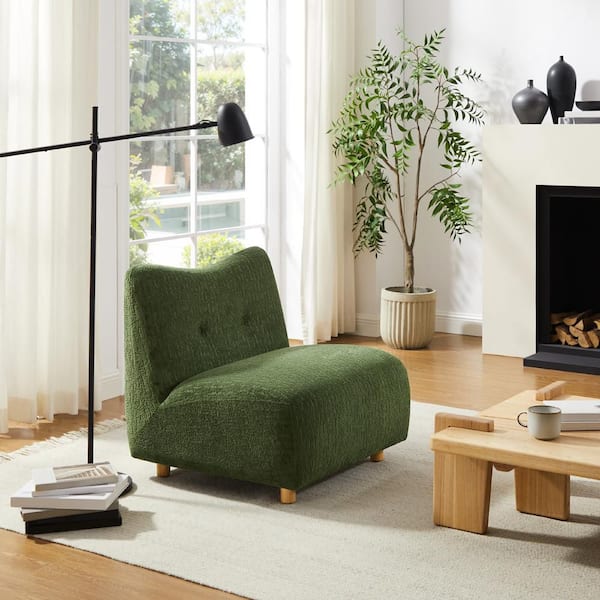 Art Leon Mellow Green Fabric Armless Accent Slipper Chair with
