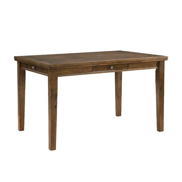 Benjara 36 in. Brown and Pewter Rectangle Wood Bar Table with 4-Drawers