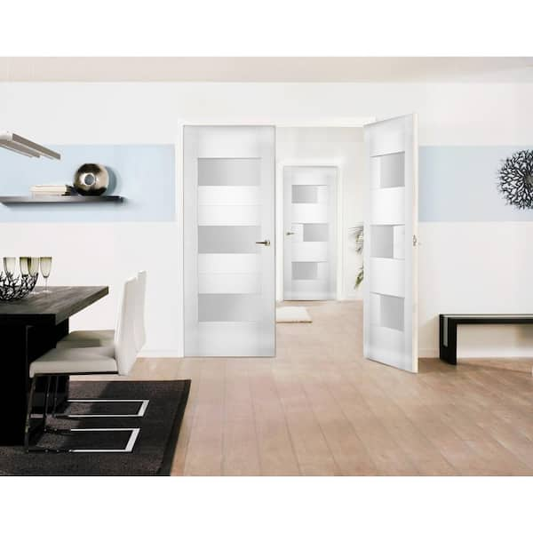 VDOMDOORS 72 in. x 96 in. Single Panel White Finished Pine Wood Sliding  Door with Hardware SETE6933DD-WS-7296 - The Home Depot