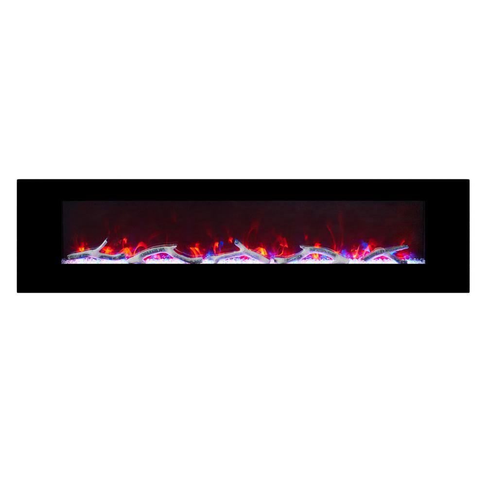 Boyel Living 72 in. Wall Mounted Infrared Electric Fireplace in Black
