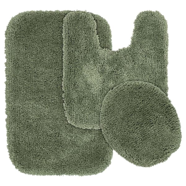 Garland Rug Serendipity Deep Fern 21 in. x 34 in. Washable Bathroom 3-Piece Rug Set