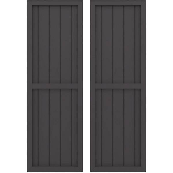 Ekena Millwork 17-1/2 in. W x 31 in. H Americraft 5 Board Real Wood Two Equal Panel Framed Board and Batten Shutters Shadow Mountain