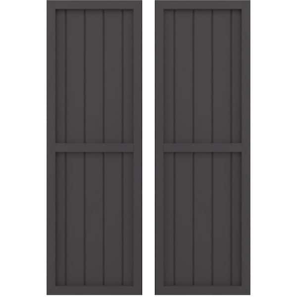 Ekena Millwork 17-1/2-in W x 48-in H Americraft 5 Board Real Wood Two Equal Panel Framed Board and Batten Shutters Shadow Mountain