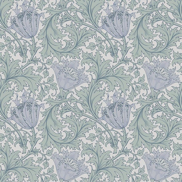 A-Street Prints Blue Anemone Floral Trail Non-Pasted Non Woven Wallpaper Sample