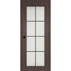 28 in. x 80 in. Vona Right-Hand 8-Lite Frosted Glass Vera Linga Oak Wood Composite Single Prehung Interior Door