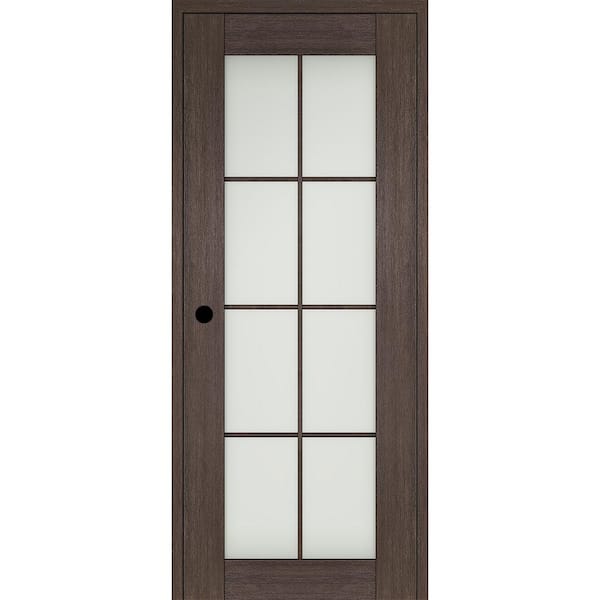 Belldinni 30 in. x 84 in. Vona Right-Hand 8-Lite Frosted Glass Veralinga Oak Wood Composite Single Prehung Interior Door