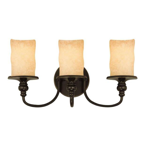 Westinghouse 3-Light Burnished Bronze Patina Interior Wall Fixture with Burnt Scavo Glass