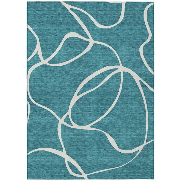Chantille Machine Washable Indoor/Outdoor Abstract ACN999 Teal 5 ft. x 7 ft. 6 in. Area Rug