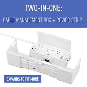Wiremold CordMate 8-Outlet Cable Management Box with Built-In Surge Protected Power Strip, for Home or Office, White