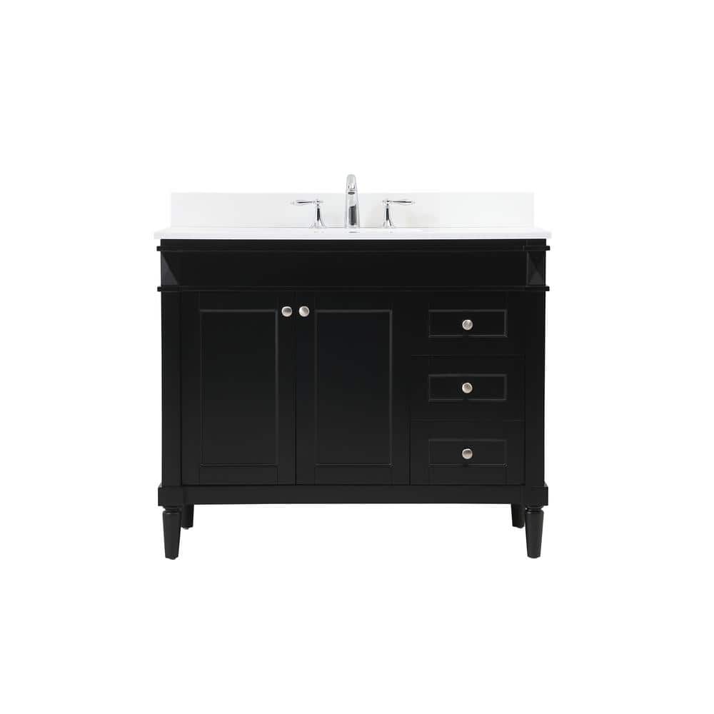 Simply Living 42 in. W x 21 in. D x 35 in. H Bath Vanity in Black with Ivor