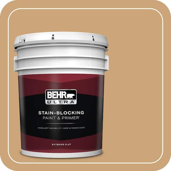 BEHR ULTRA 5 gal. #BIC-30 Corkboard color Flat Exterior Paint & Primer