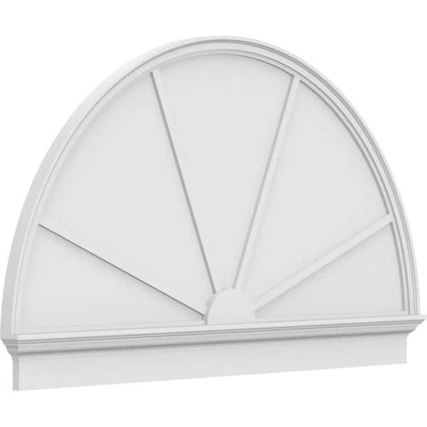 Ekena Millwork 2-3/4 in. x 64 in. x 38-3/4 in. Half Round 4-Spoke Architectural Grade PVC Combination Pediment Moulding