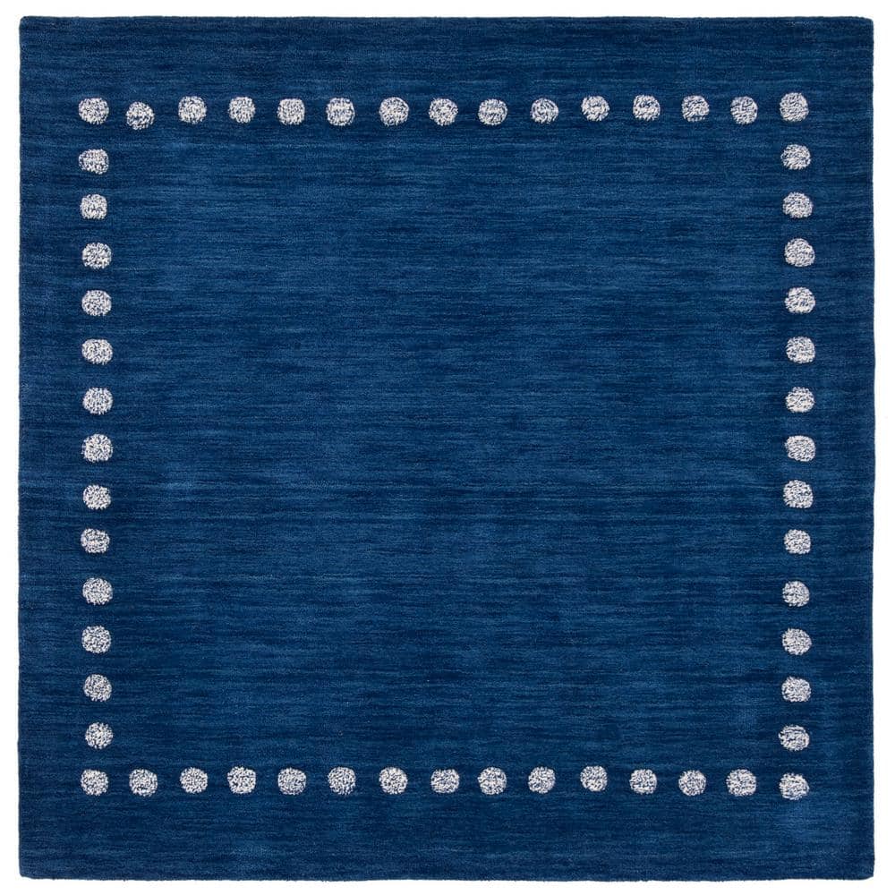 Handmade Tufted Navy Wool Square Kids Playroom Rug - 59" x 59"