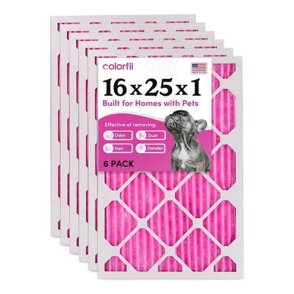16 in. x 25 in. x 1 in. Odor Removal and Color Changing Pleated Furnace Air Filter, MERV 8 (6-Pack)