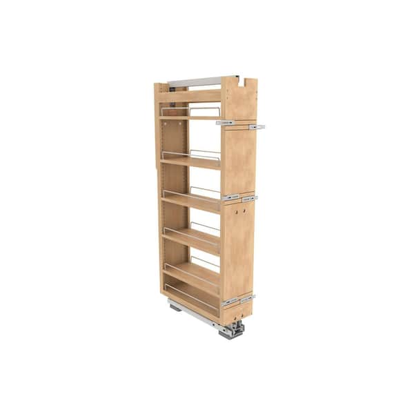 Wood Tall Cabinet Pullout Pantry Organizer w/ Soft-Close