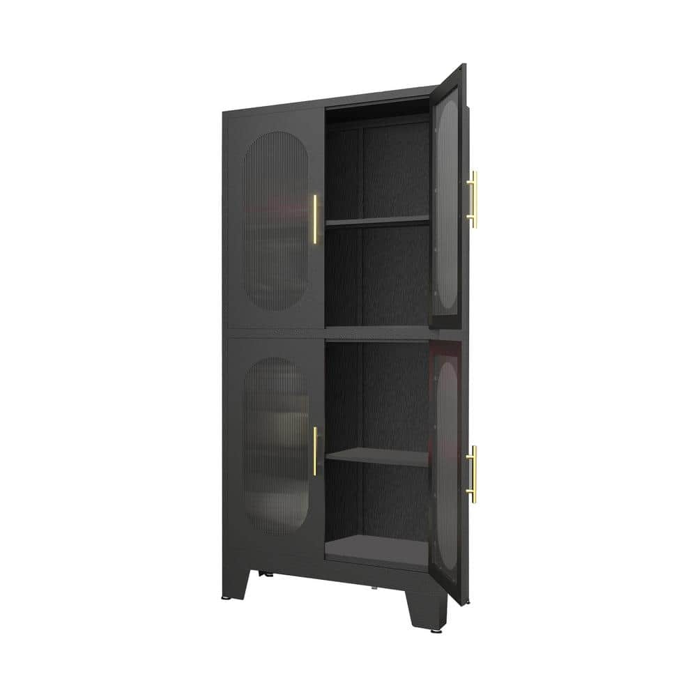 27.55 in. W x 13.78 in. D x 61.02 in. H Black Metal Linen with