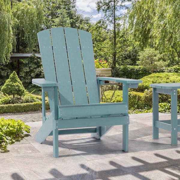 JOYESERY Turquoise Weather Resistant HIPS Plastic Adirondack Chair for Outdoors (1-Pack)