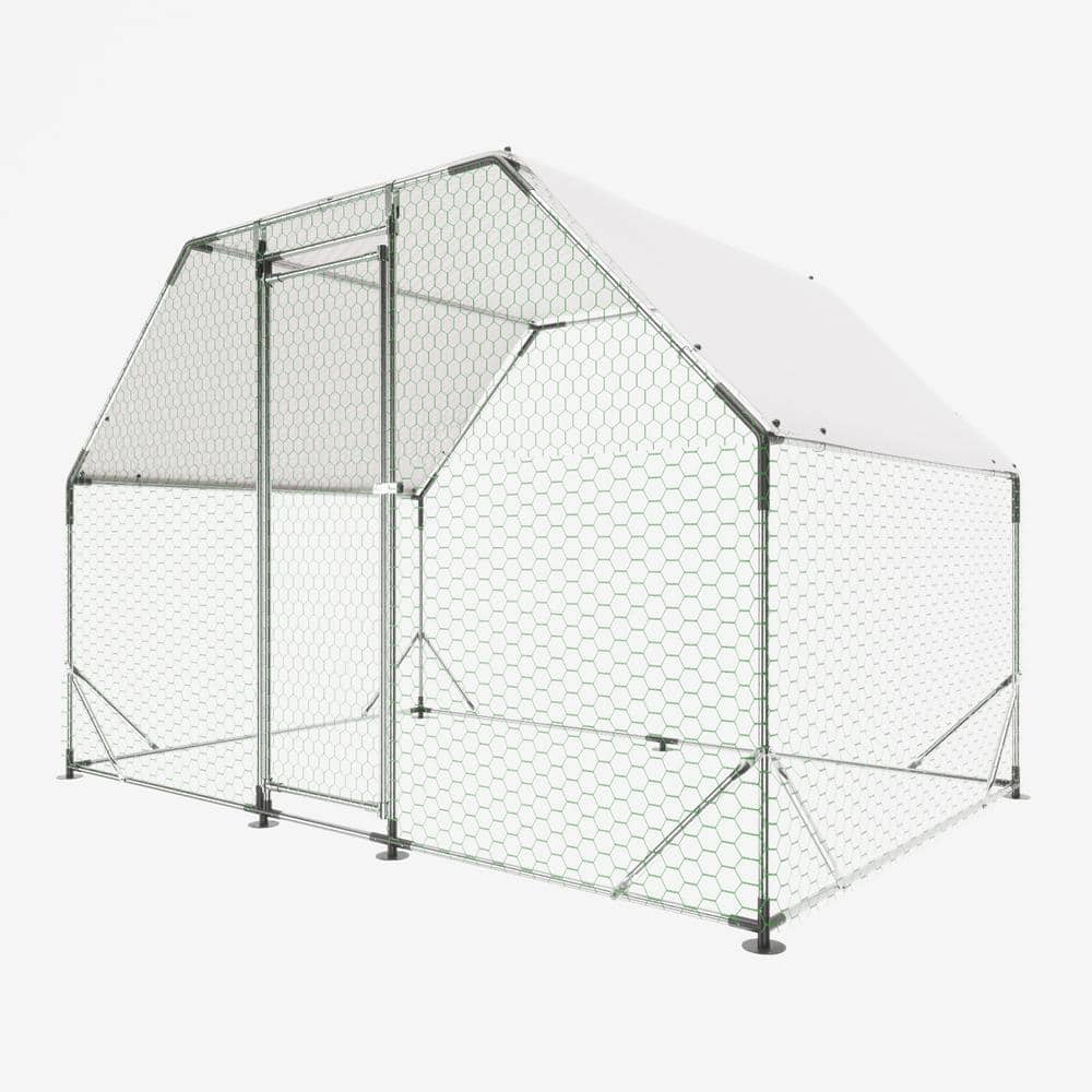 9.94 ft. L x 6.46 ft. W x 6.36 ft. Metal Large Chicken Coop Walk-in Poultry