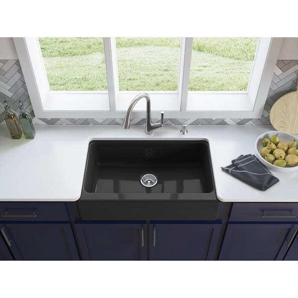 KOHLER Elmbrook Cast Iron 33 in. Single Bowl Farmhouse Apron Front