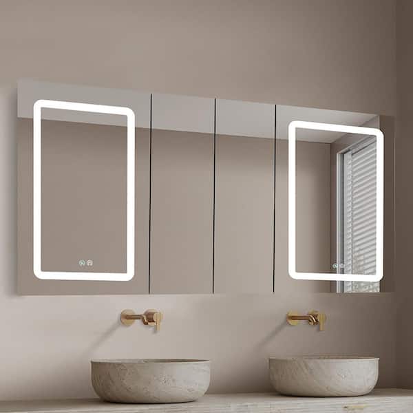 Staykiwi 60 in. W x 30 in. H Rectangular Aluminum Medicine Cabinet with Mirror