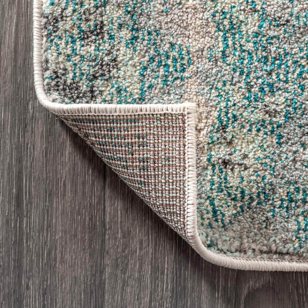 Serene Waters Abstract Cream/Blue Synthetic 3x5 Area Rug